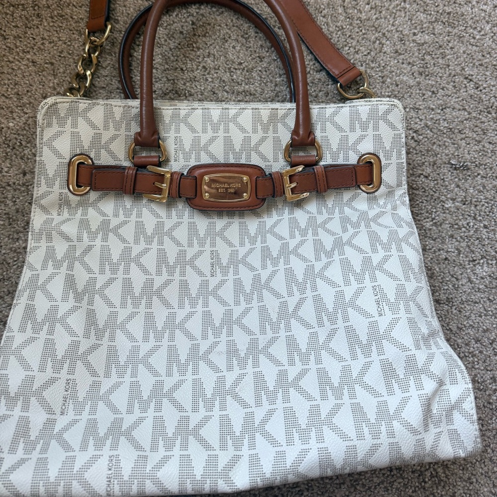 Michael Kors Cream and Tan Signature Tote